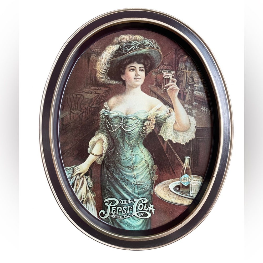 Vintage 1973 Gibson Girl Drink Pepsi Cola Tray | Classic Americana